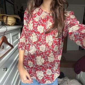 Floral Red Women's Top